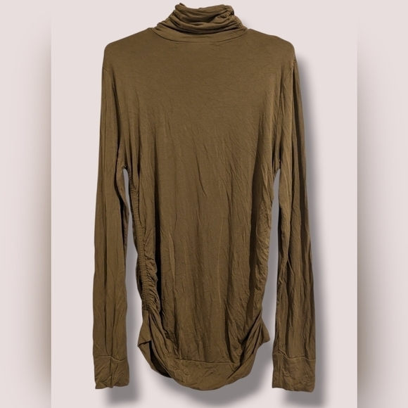 Soft Surroundings Bronze Viscose Jersey Knit Long Sleeve High Neck Longline Top - Picture 2 of 6